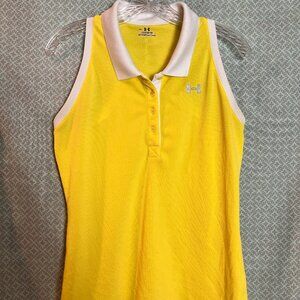 Women's Yellow Under Amour Sleeveless Knit collared Polo shirt Size M